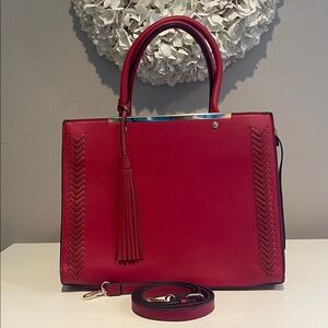 Elegant Red Handbag with Tassel